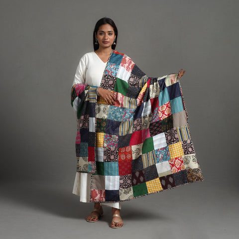 Multicolor - Reversible Block Print Cotton Patchwork Dupatta 08