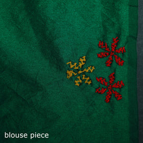 Green - Bengal Hand Embroidery Silk Nakshi Kantha Saree 22