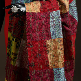 Bengal Hand Embroidery Patchwork Reversible Silk Kantha Dupatta 14