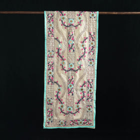 Beige - Ranihati Chanderi Silk Hand Embroidered Stole 112