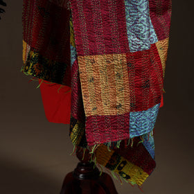 Bengal Hand Embroidery Patchwork Reversible Silk Kantha Dupatta 14