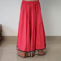 24 Kali Plain Cotton Skirt with Patchwork Border 07