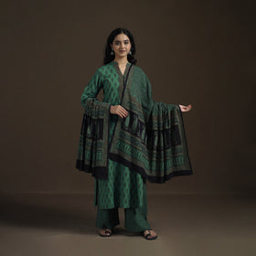 Natural Dyed Hand Block Bagh Print Cotton Suit Set with Dupatta for Women 24