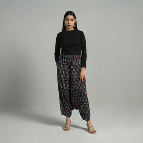 Green - bagru cotton elasticated harem pant 05 - handcrafted