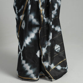 Black Elegant Tie & Dye Shibori Silk Saree Online in India
