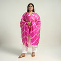 Pink Traditional Tie & Dye Tussar Silk Leheriya Dupatta