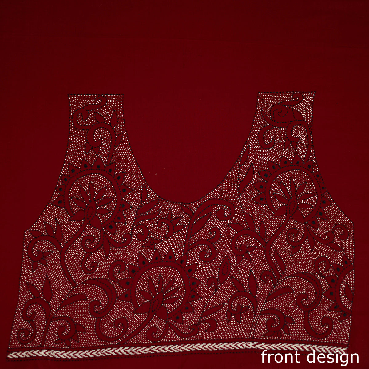 Bengal Kantha Hand Embroidered Cotton Blouse Piece 107