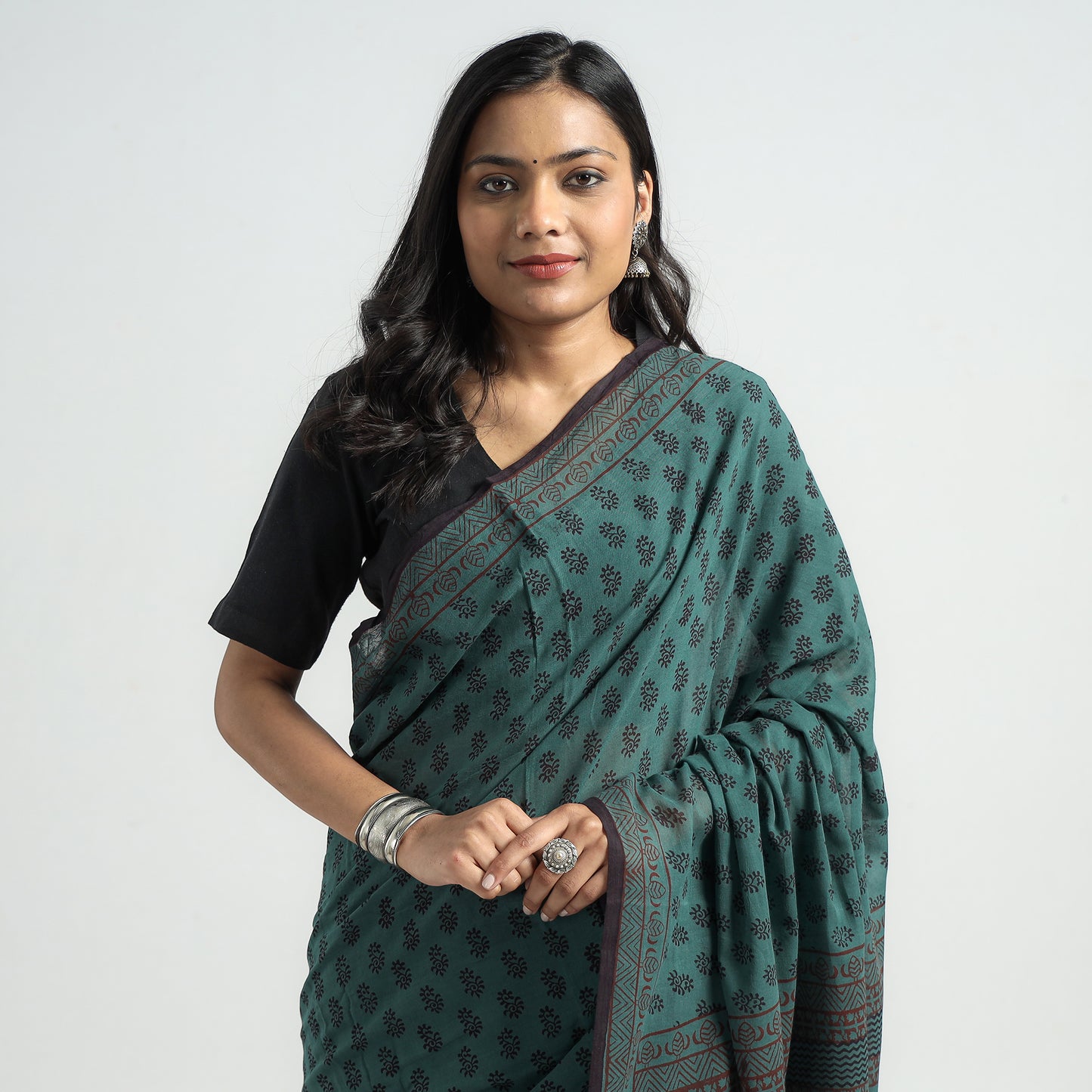 block printed saree