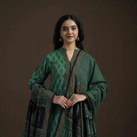 Natural Dyed Hand Block Bagh Print Cotton Suit Set with Dupatta for Women 24