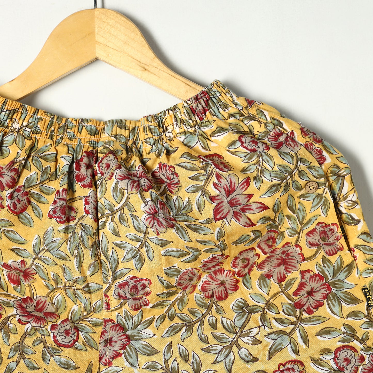 Yellow - Sanganeri Block Printed Cotton Unisex Boxer/Shorts