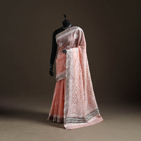 Hand Embroidered Kota Doria Cotton Lucknowi Chikankari Saree with Border 08