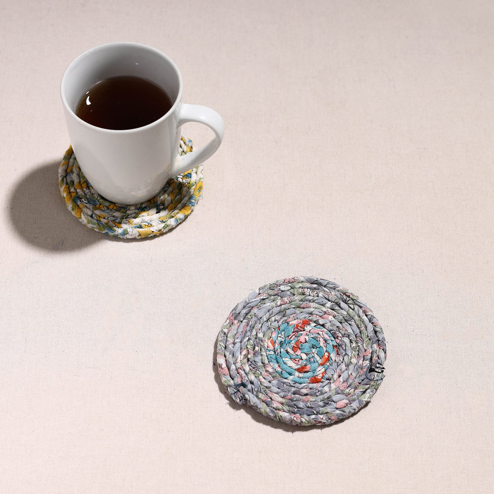 Upcycled Fabric Hand Braided Coaster 56