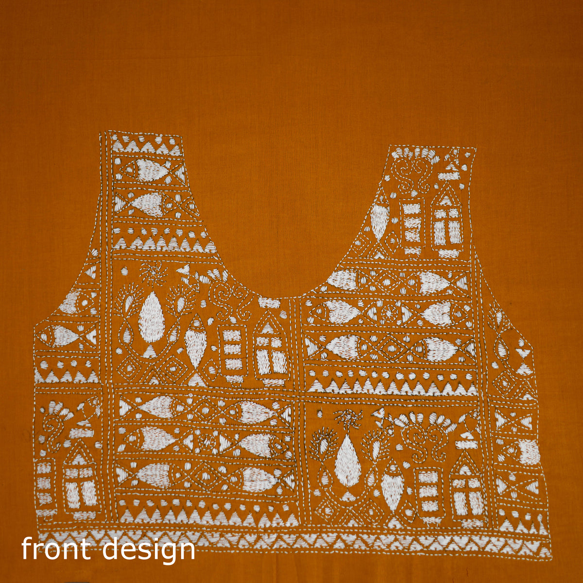 Bengal Kantha Hand Embroidered Cotton Blouse Piece 106