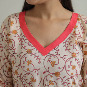 Peach - Sanganeri Block Print Cotton Kurta Suit Set 23