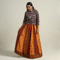  Bagh Block Printed Patchwork Cotton Long Skirt