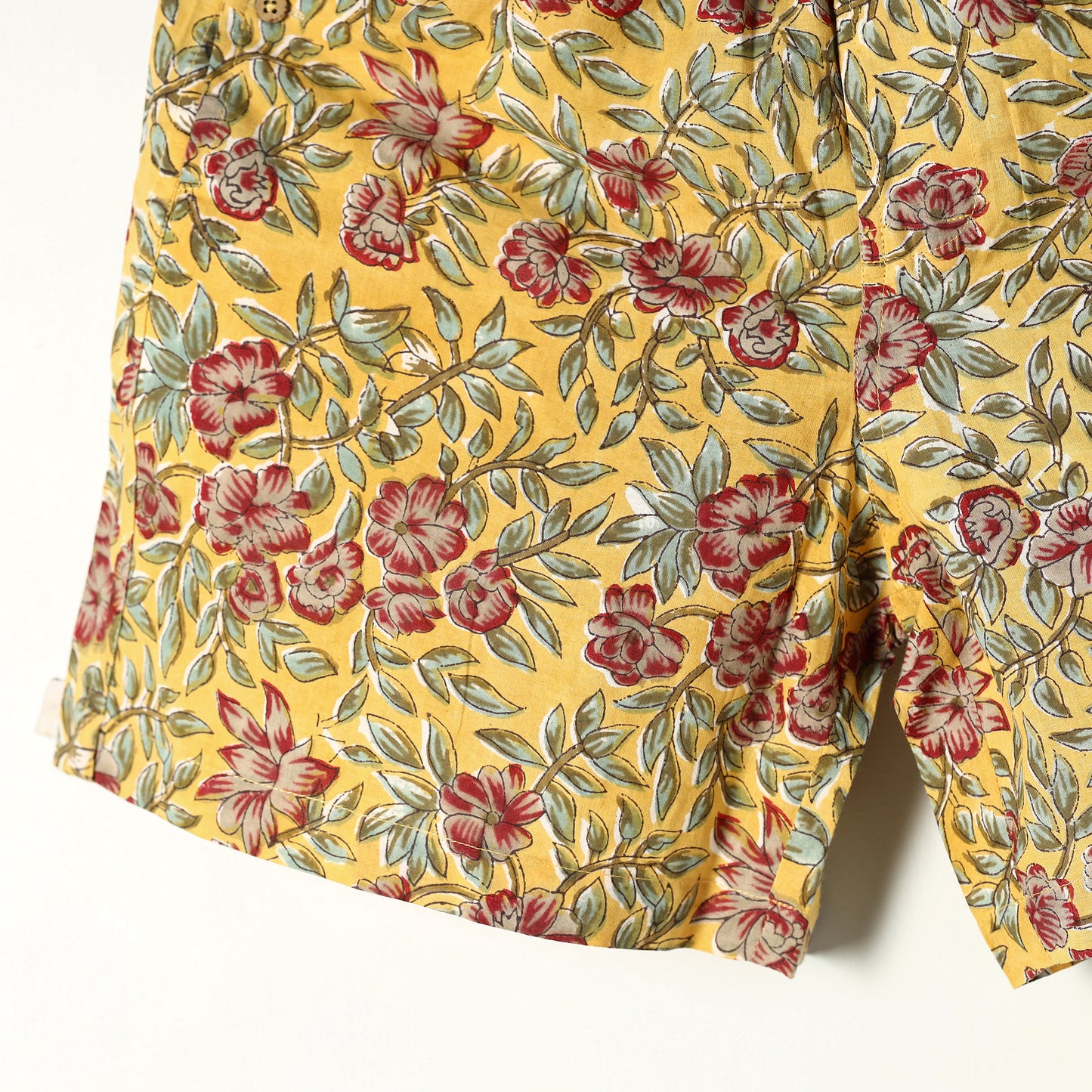 Yellow - Sanganeri Block Printed Cotton Unisex Boxer/Shorts