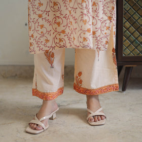 Peach - Sanganeri Block Print Cotton Kurta Suit Set 23