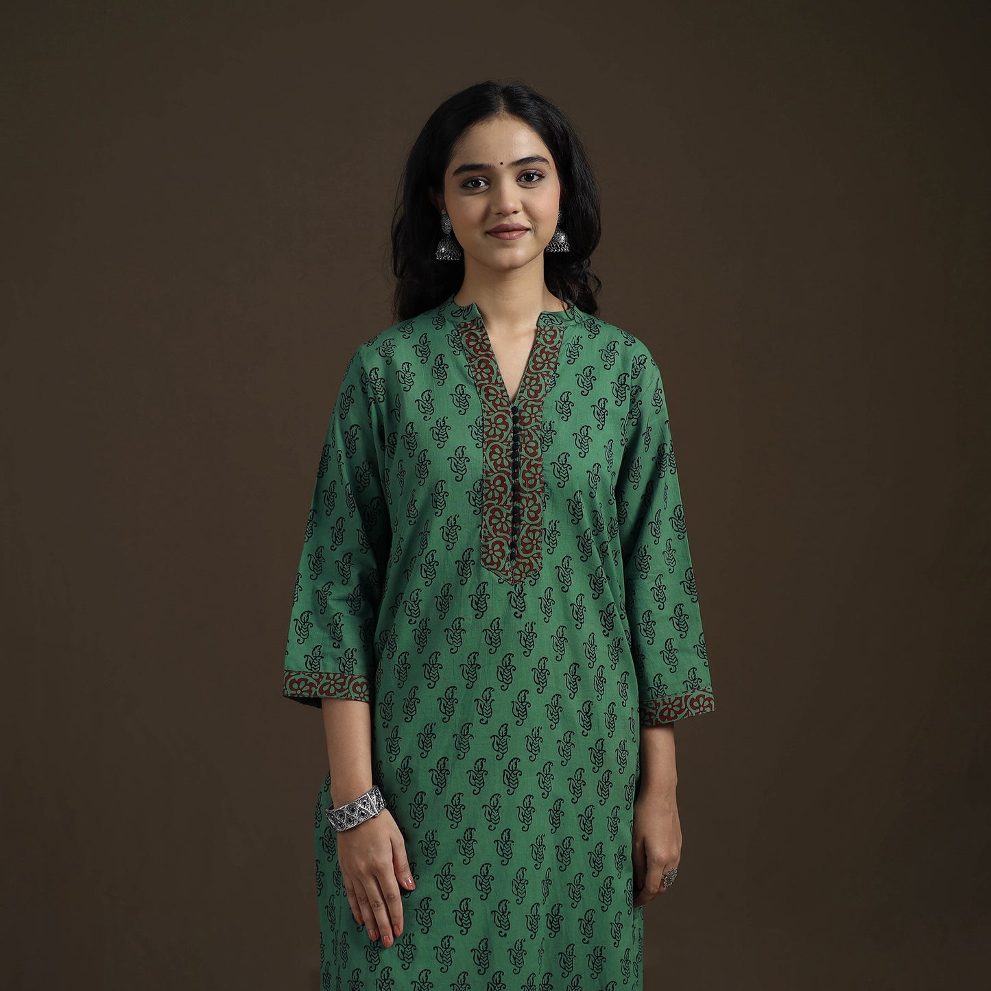 Natural Dyed Hand Block Bagh Print Cotton Suit Set with Dupatta for Women 24
