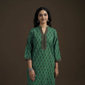 Natural Dyed Hand Block Bagh Print Cotton Suit Set with Dupatta for Women 24