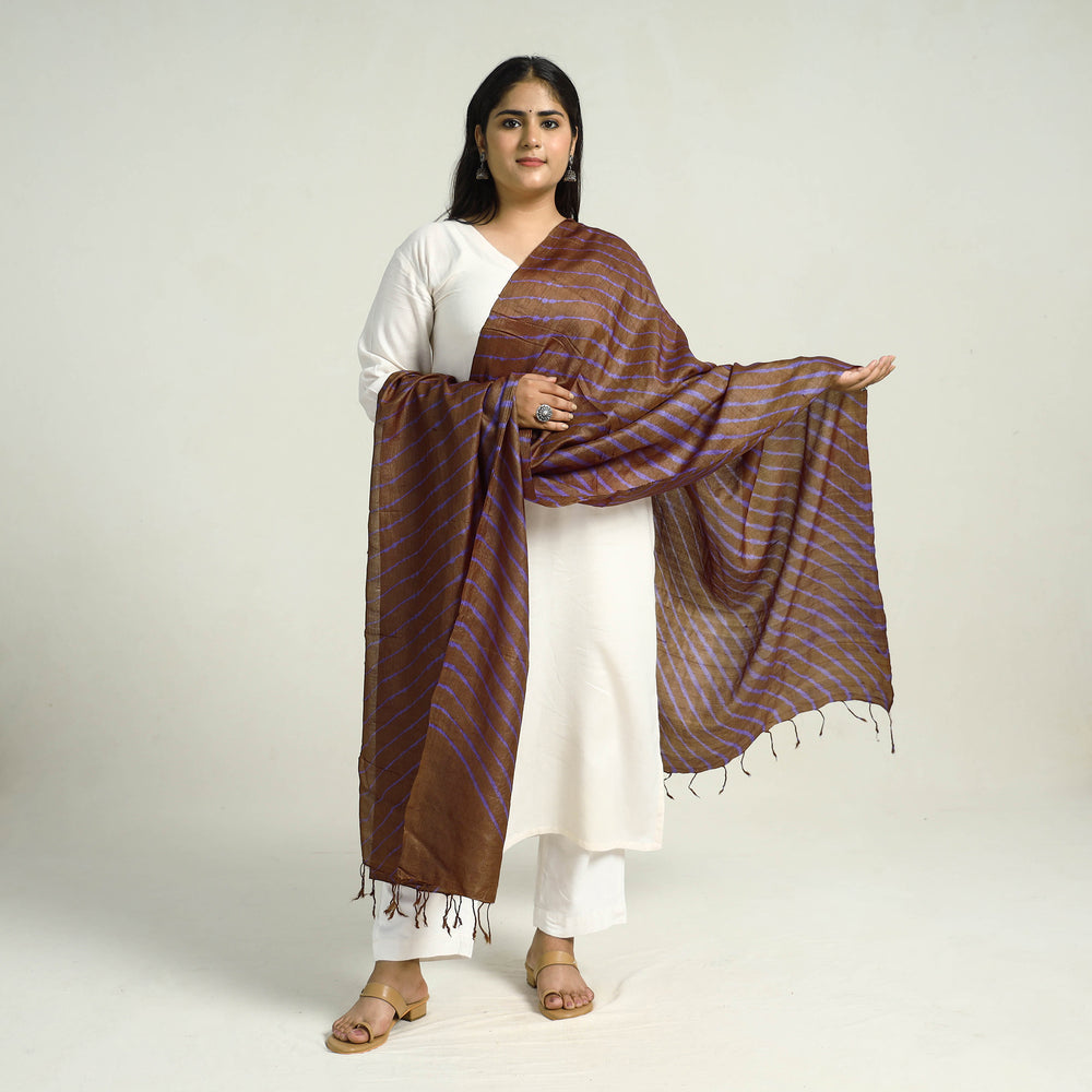 Traditional Tie & Dye Tussar Silk Leheriya Dupatta 22