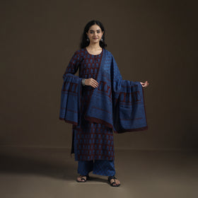 Natural Dyed Hand Block Bagh Print Cotton Suit Set with Dupatta for Women 28