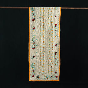 Beige - Ranihati Chanderi Silk Hand Embroidered Stole 106