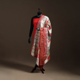 Multicolor - Bengal Hand Embroidery Patchwork Reversible Silk Kantha Dupatta 15