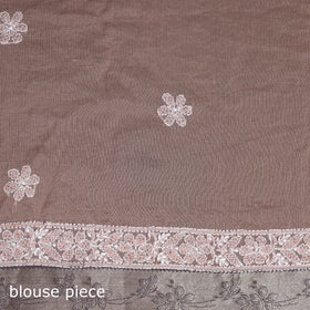 Hand Embroidered Kota Doria Cotton Lucknowi Chikankari Saree with Border 08