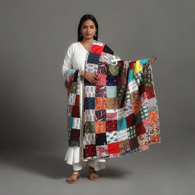 Multicolor - Reversible Block Print Cotton Patchwork Dupatta 10