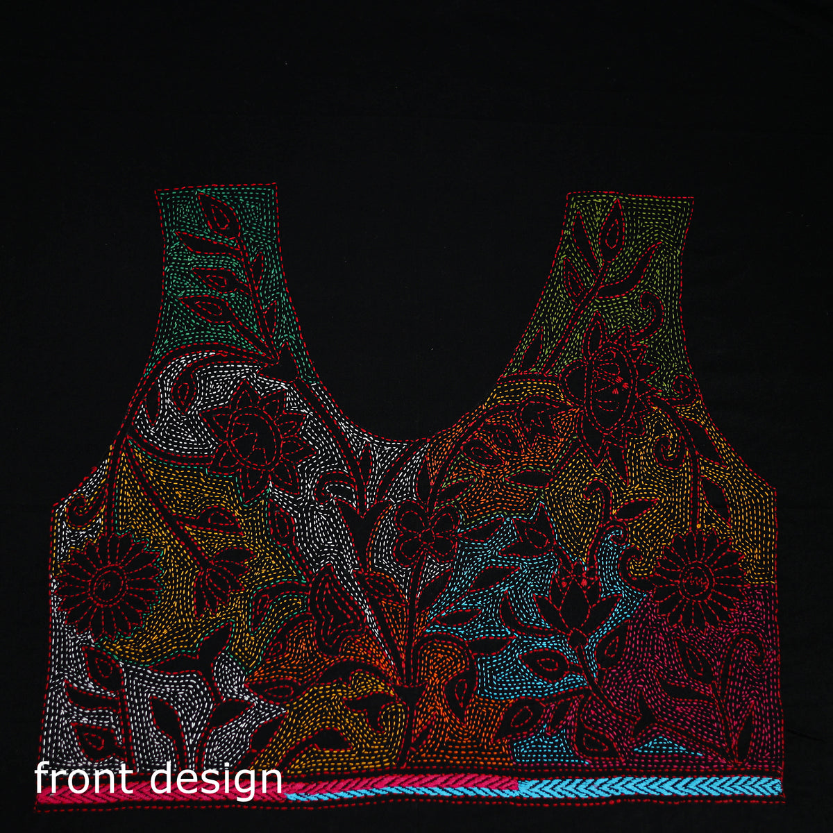 Bengal Kantha Hand Embroidered Cotton Blouse Piece 104