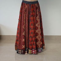 Ajrakh Block Printed 24 Kali Patchwork Cotton Long Skirt 22