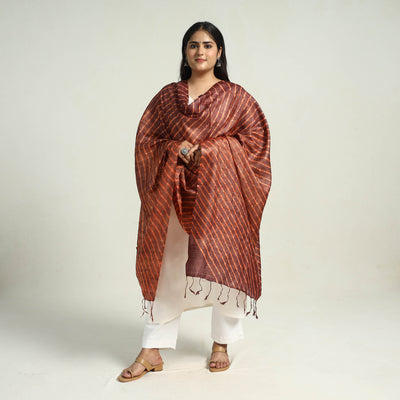 Traditional Tie & Dye Tussar Silk Leheriya Dupatta 23