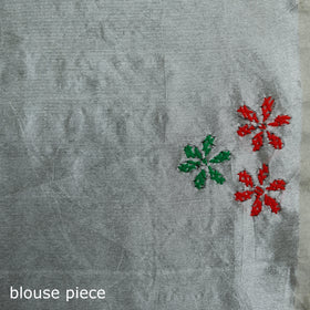 White - Bengal Hand Embroidery Silk Nakshi Kantha Saree 23