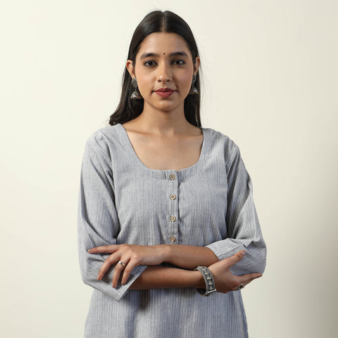   Jhiri Handloom Cotton Straight Long Kurta 