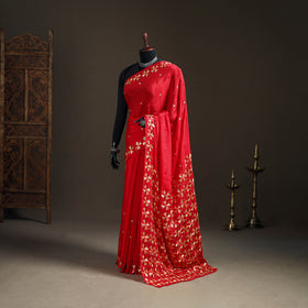 Chinon Silk Hand Embroidery Phulkari Saree 10