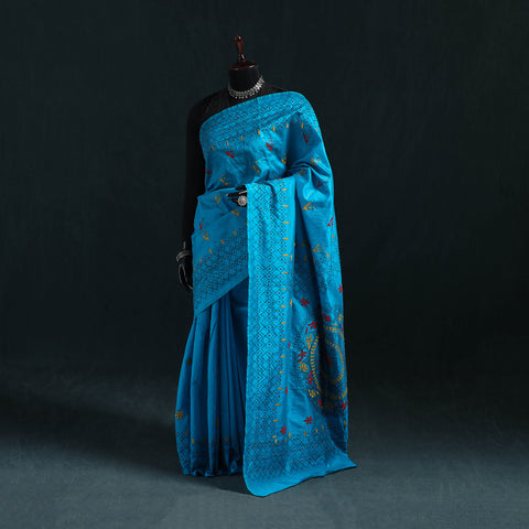 Bengal Hand Embroidery Silk Nakshi Kantha Saree 24