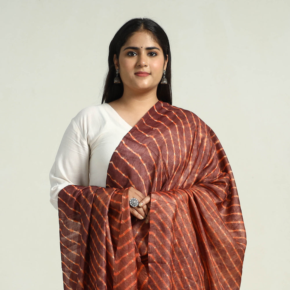 Traditional Tie & Dye Tussar Silk Leheriya Dupatta 23