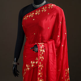 Chinon Silk Hand Embroidery Phulkari Saree 10