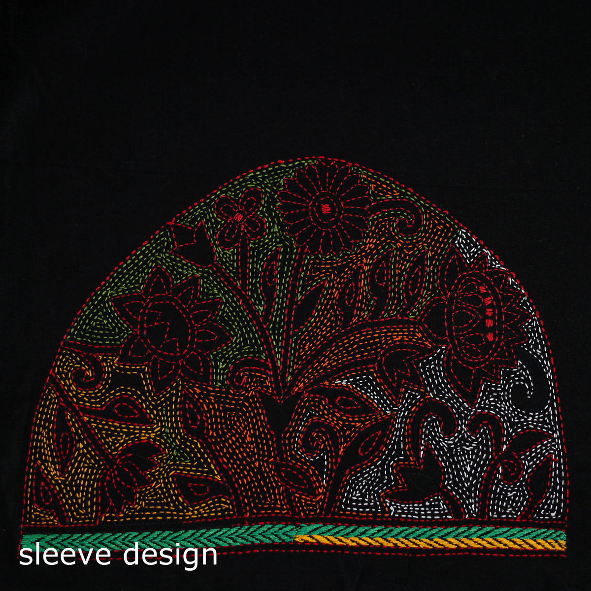 Bengal Kantha Hand Embroidered Cotton Blouse Piece 104