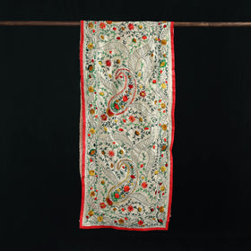 Beige - Ranihati Chanderi Silk Hand Embroidered Stole 103