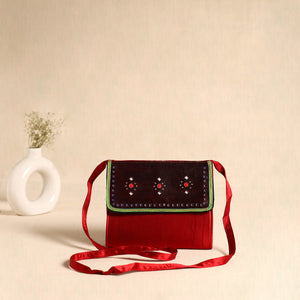 Traditional Kutch Mashru Silk Leather Flap Sling Bag 23