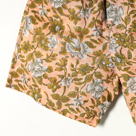 Peach - sanganeri printed cotton unisex boxer/shorts