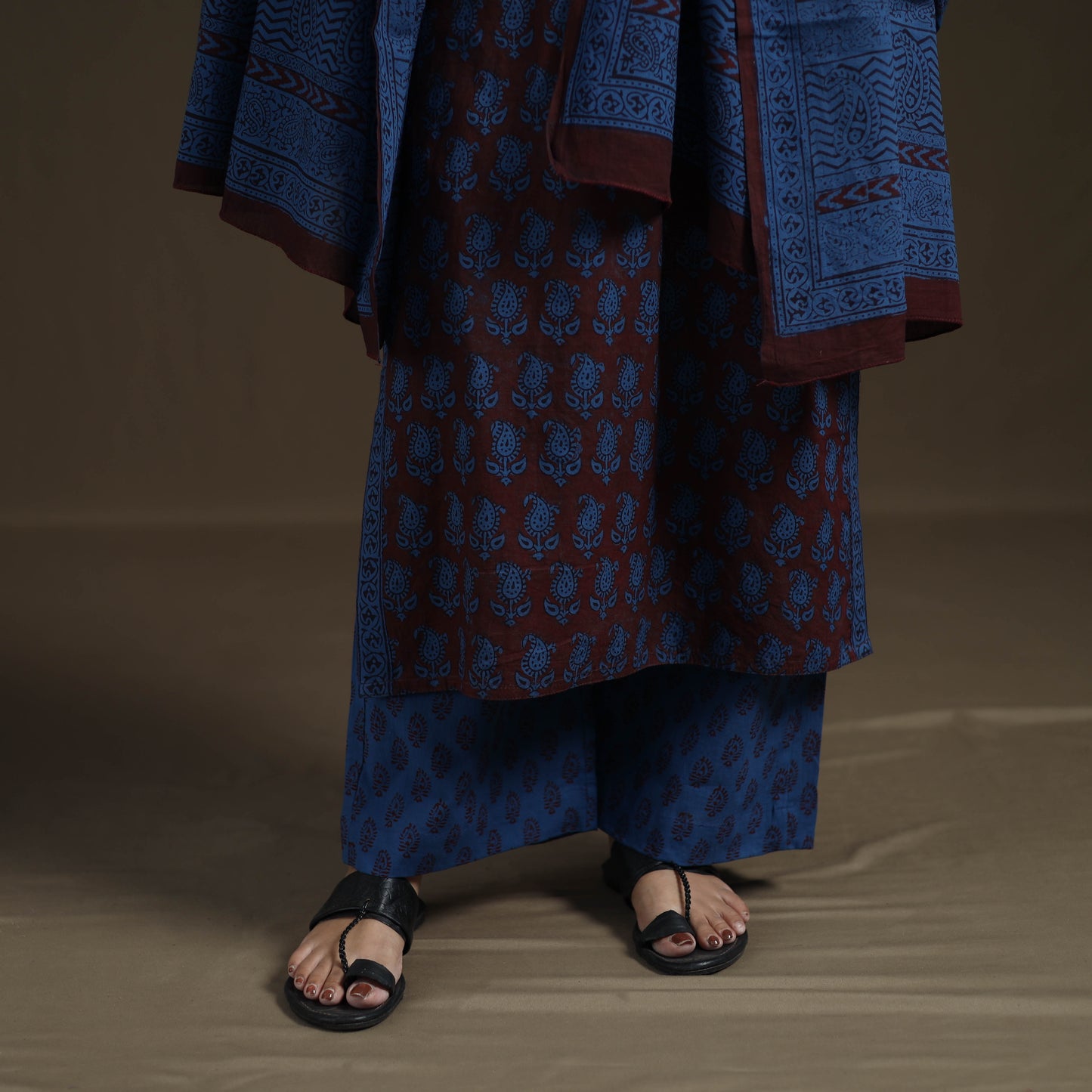 Natural Dyed Hand Block Bagh Print Cotton Suit Set with Dupatta for Women 28