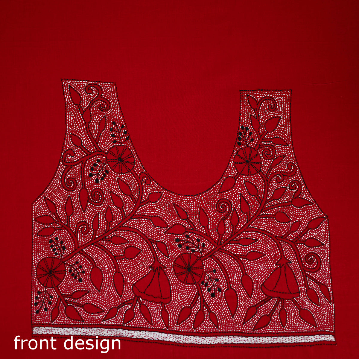 Bengal Kantha Hand Embroidered Cotton Blouse Piece 103