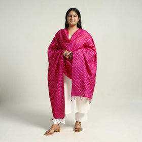 Traditional Tie & Dye Tussar Silk Leheriya Dupatta 24