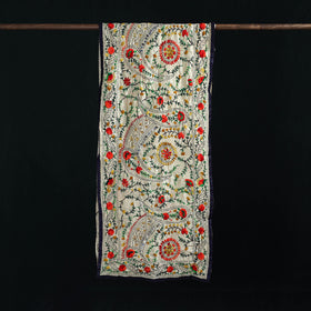 Beige - Ranihati Chanderi Silk Hand Embroidered Stole 102