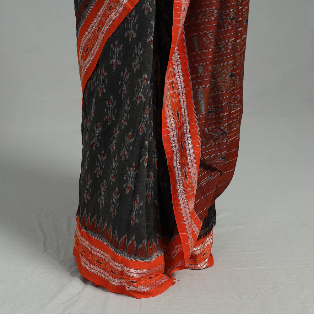 Green - Ikat Weave Handloom Cotton Sambalpuri Saree 11