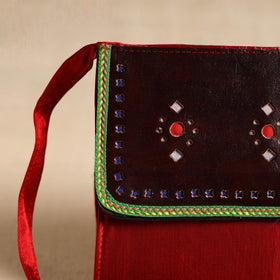 Traditional Kutch Mashru Silk Leather Flap Sling Bag 23