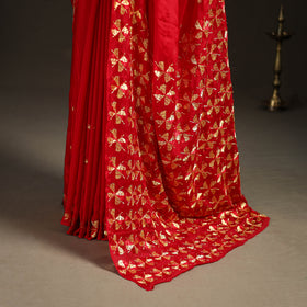 Chinon Silk Hand Embroidery Phulkari Saree 10