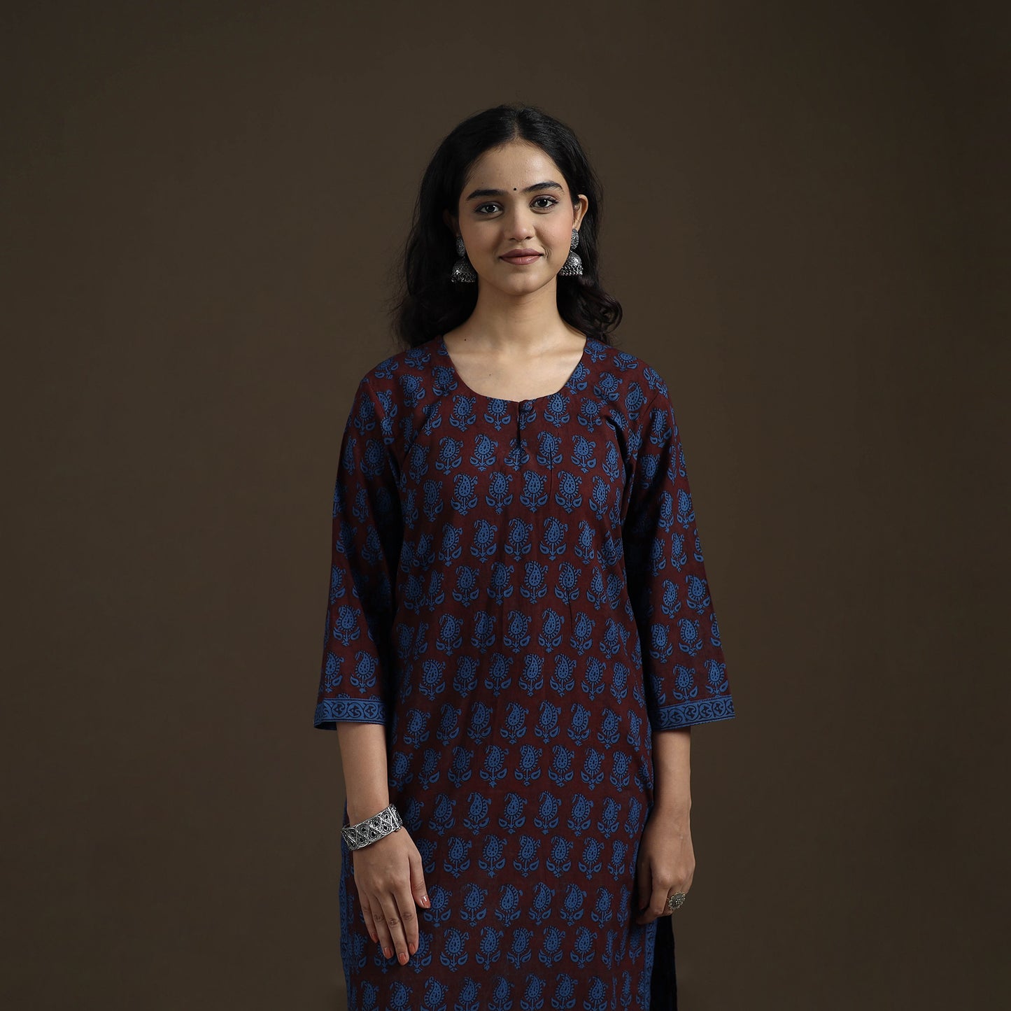 Natural Dyed Hand Block Bagh Print Cotton Suit Set with Dupatta for Women 28